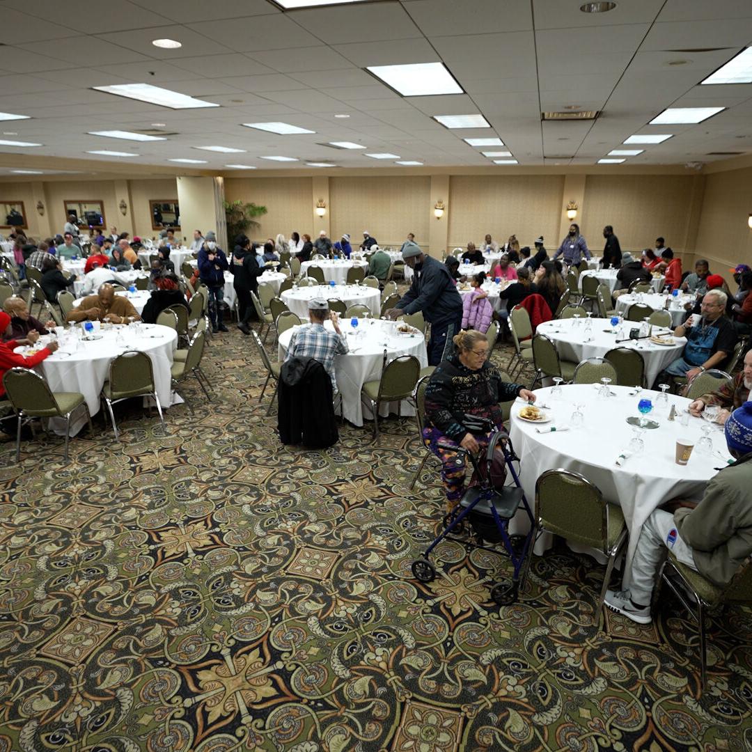 Thanksgiving breakfast at Wayside Christian Mission in downtown Louisville